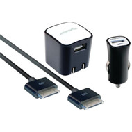 DIGIPOWER PD-PK502 iPad(R)/iPhone(R)/iPod(R) 30- Pin 2.1-Amp Home & Car Power Kit