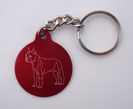 Laser-Etched Boston Terrier Key Chain (Red Circle Beagle Key Chain)