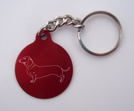 Laser-Etched Dachshund Key Chain (Blue Circle Dachshund Key Chain)