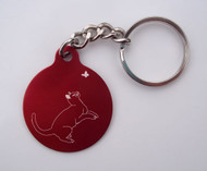 Laser-Etched Playful Cat Key Chain (Purple Circle Playful Cat Key Chain)