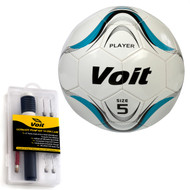 Voit Size 5 Player Soccer Ball with Ultimate Inflating Kit - White and Blue Graphic