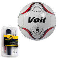 Voit Size 5 Player Soccer Ball with Ultimate Inflating Kit - White and Red Graphic