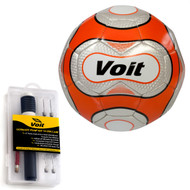 Voit Size 5 Reflect Soccer Ball with Ultimate Inflating Kit - Silver and Orange Graphic
