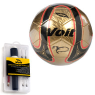Voit Size 5 Fenix Soccer Ball with Ultimate  Inflating Kit - Gold and Black Graphic with Red Accents