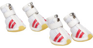 Flexible Air-Mesh Lightweight Pet Shoes Sneakers - White & Red (WHITE & RED STRIPE - Small)