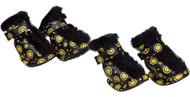 Fashion Plush Premium Fur-Comfort Pvc Waterproof Supportive Pet Shoes - Black & Yellow (Small)
