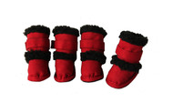 "Shearling ""Duggz"" Pet Shoes - Red & Black" (Small)