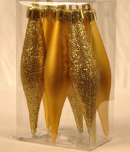 6 PK 6" Gold Smooth Finial Ornaments