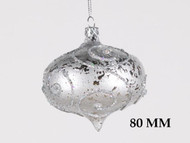 80mm Onion Ornament Silver W/ Silver Glitter