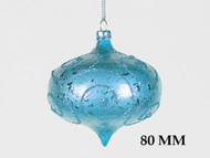 80mm Onion Ornament Teal W/ Aqua Glitter