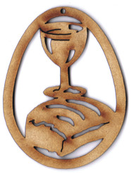 Easter Egg with Bread and Wine 3 inch wooden bead/ornament