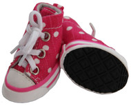Extreme-Skater Canvas Casual Grip Pet Sneaker Shoes - Set Of 4- Pink/Polka (Small)
