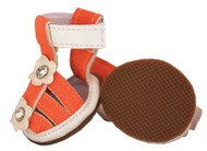 Buckle-Supportive Pvc Waterproof Pet Sandals Shoes - Set Of 4- Orange (X-Small)