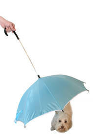 Pour-Protection Umbrella With Reflective Lining And Leash Holder - Light Blue With Black Handle