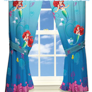 Disney Little Mermaid Drapes Flower Swirls Window Curtains