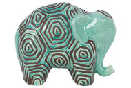Stoneware Elephant w/ Ethnic Markings in Light Blue Shade