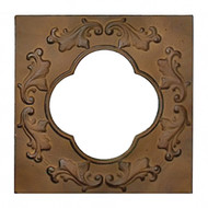 Decorative Rustic Brown 10" square framed Wall Mirror - Floral Design