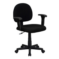 Mid-Back Ergonomic Black Fabric Task Chair with Adjustable Arms [BT-660-1-BK-GG]