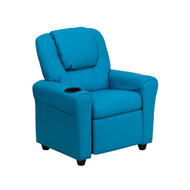 Contemporary Turquoise Vinyl Kids Recliner with Cup Holder and Headrest [DG-ULT-KID-TURQ-GG]