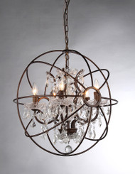 Planetshaker II Antique Bronze and Crystal 6-light Chandelier