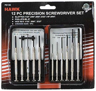 12pc Precision Carbon Steel Screwdriver Set - Slotted, Philips & hex - with a cross bar :  ( Pack of  12 Pcs )