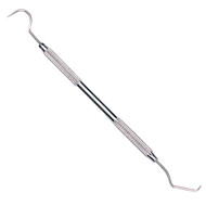 6.5" Double Ended Stainless Steel Pick - Round And Angled :  ( Pack of  1 Pc )