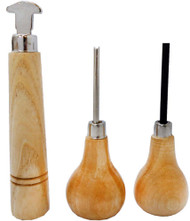 3 Pc Wooden Pusher Set - Bezel Roller, Square Prong Pusher, Groove Tip Prong Pusher :  ( Pack of  1 Pc )