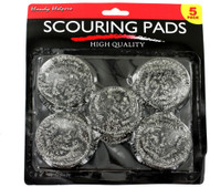 5-Pack Silver Plastic Scouring Pads Case Pack 12