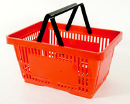 (Red) Heavy Duty Standard Shopping Basket Set With Plastic Handles Case Pack 12