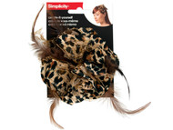 simplicity fabric leopard flower w/feathers/lace accent (Case of 144)