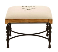 Metal Wood Fabric Stool Encased with a Soft Cushion