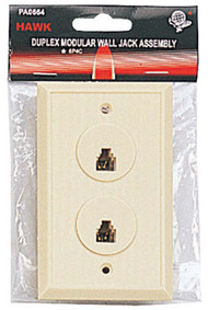 2 OUTLET MODULAR PLASTIC WALL TELEPHONE JACK ASSEMBLY :  ( Pack of  1 Pc )