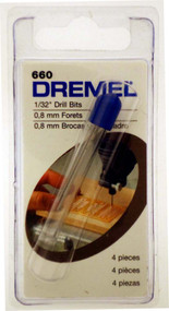 Set Of 4 Pieces, 1/32" Genuine Dremel Brand Drill Bits In A Clear 2" Tube With Lid :  ( Pack of  1 Pc )
