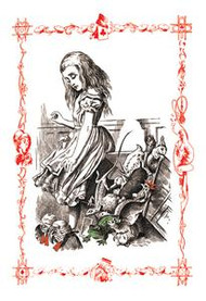 Alice in Wonderland: Alice Tips Over the Jury Box (Framed 20 x 30 paper poster.)