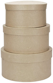 Paper Mache Round Box Set - 8", 9" and 10