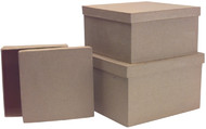 Paper-Mache Square Box Set 3/Pkg-8.5", 7.5" & 6"