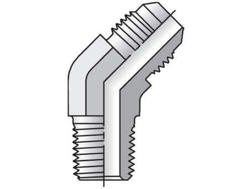 Parker Triple-Lok 4-4  VTX-S Male 45° Elbow 1/4 JIC X 1/4 NPT Male Steel