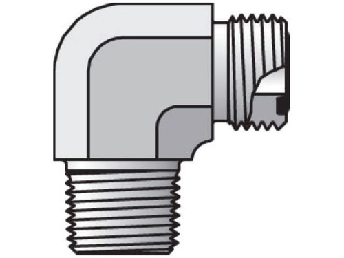 Parker 4-4 CLO-S Seal-Lok Male 90° Elbow 1/4 ORFS X 1/4 NPT Steel