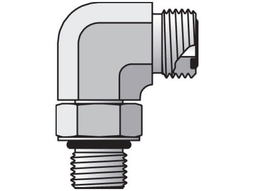 Parker 16 C5OLO-S Seal-Lok 90° Male Elbow 1 Inch ORFS X 16 SAE-ORB Steel