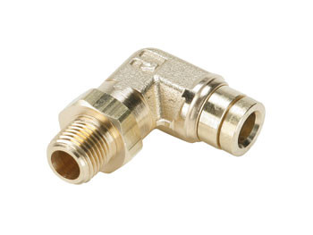 Parker 169PMT-6-4 Prestomatic Push-to-Connect Male 90° Swivel Elbow 3/8 Tube X 1/4 NPTF Brass