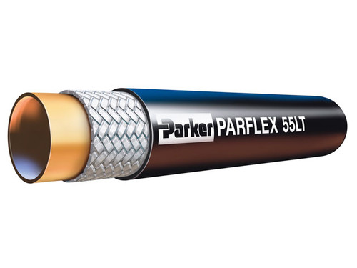 Parker 55LT-6 Low Temperature Hydraulic Hose 3/8 ID Single Fiber Braid Copolyester Cover Black