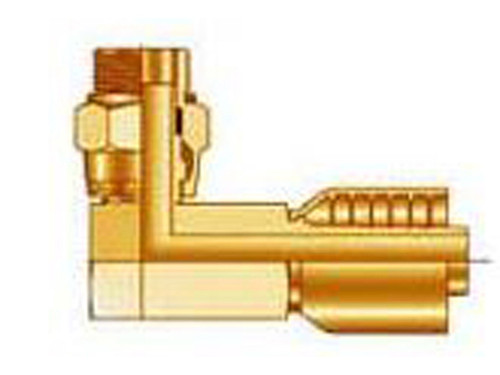Parker 10L43-10-8 Parkrimp 43 Series Permanent Male 5/8 SAE Straight Thread with O-Ring  Swivel Elbow 90° X 1/2 Hose Steel