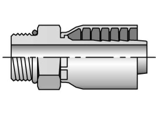 Parker 10543-8-8 Parkrimp 43 Series Permanent Male 1/2 SAE Straight Thread with O-Ring  Rigid Straight X 1/2 Hose Steel