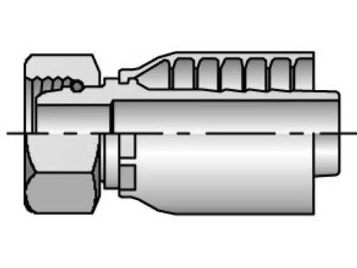 Parker 19243-4-4 Parkrimp 43 Series Permanent Female 1/4 BSPP Swivel Straight 60° Cone X 1/4 Hose Steel