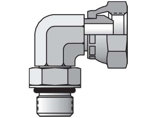 Parker 2507-4-4 Straight Thread Elbow 7/16-20 SAE-ORB X 1/4 NPSM Swivel Steel