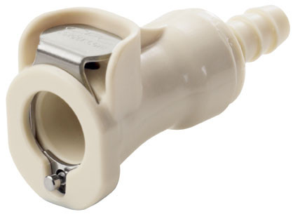 Colder PLCD1700412 Valved In-line Coupling Body 1/4 Hose Barb 120 PSI Polypropylene Almond