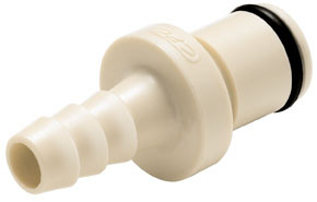 Colder PLCD2200412 Valved In-line Coupling Insert 1/4 Hose Barb 120 PSI Polypropylene Almond