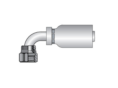 Parker 13956-6-6 Parkrimp 56 Series Permanent Female 3/8 JIC 37° Swivel Elbow 90° Short Drop X 3/8 Hose Steel