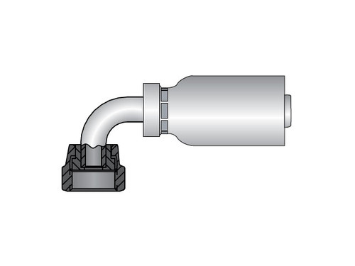 Parker 1J956-8-8 Parkrimp 56 Series Permanent Female 1/2 Seal-Lok Swivel Elbow 90° Short Drop X 1/2 Hose Steel