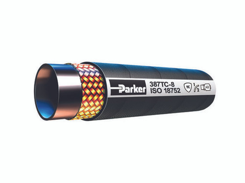 Parker 387TC-10-RL Medium Pressure Hydraulic Hose 5/8 ID 1-2 Steel Wire Braid Synthetic Tough Rubber Cover Black